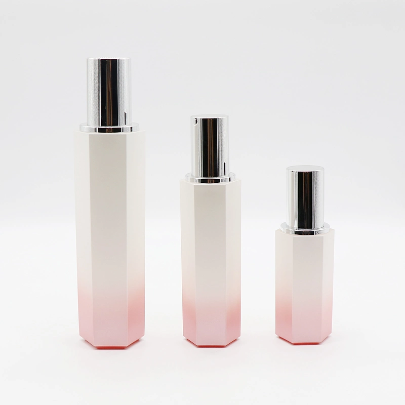 30g 50g Pink Color Squared Crystal Acrylic Plastic Luxury Cosmetic Packaging Bottle Jar Set