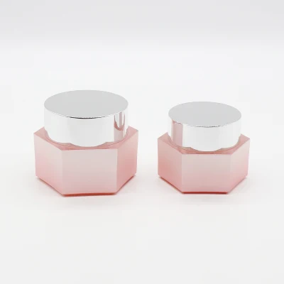 30g 50g Cor Rosa Quadrado Cristal Acrílico Plástico Embalagem Cosmética de Luxo Frasco Conjunto Frasco